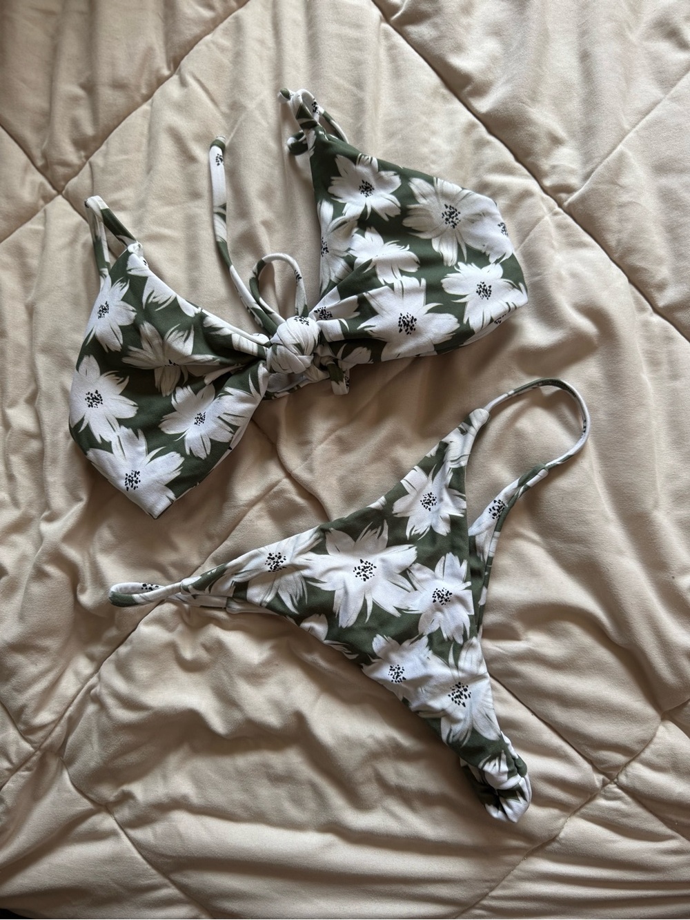 Midori Olive Green Floral Tie-Front Bikini